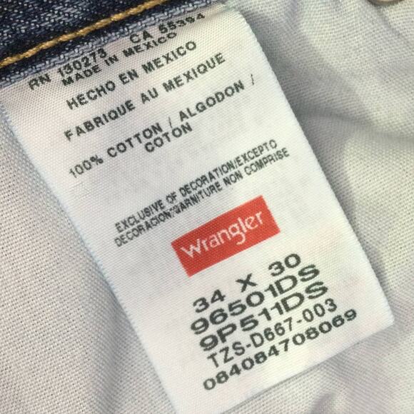 Wrangler Men's Cowboy Jeans Classic 5 Pocket Blue Straight Leg Size 34 x 30 - Picture 6 of 11